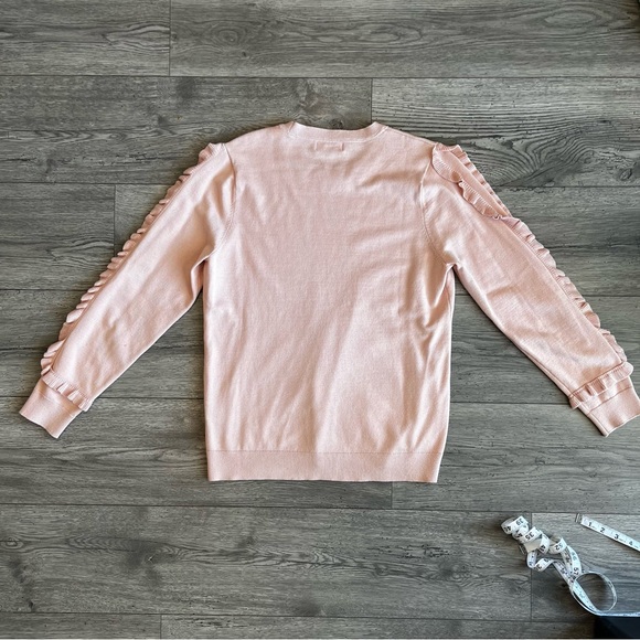 Calvin Klein Women’s Long Sleeve Crewneck Pullover Ruffle Knit Top Pink - Picture 2 of 10